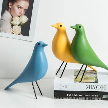 

Nordic Wooden Bird Pigeon Ornament Artificial Craft Bird Figurine Statue Office Ornament Lucky Sculpture Home Desktop Decoration