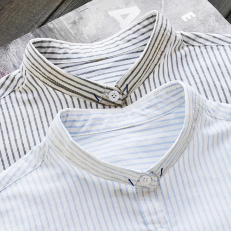 

2019 Summer Spring Women Striped White Shirts Loose All-match Office Lady Work Blouse 100% Cotton Top Quality 0.17Kg
