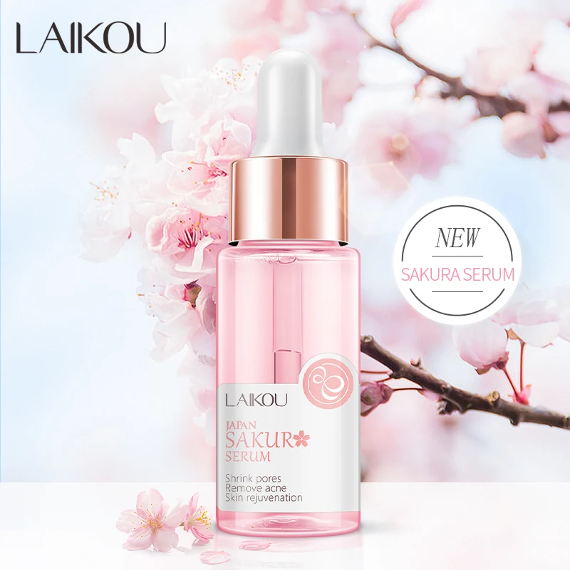 

LAIKOU Sakura Serum Japan Extract Essence Shrink Pores Anti-Wrinkle Brighten Skin Whitening Moisturizing Facial Care Essence 15g