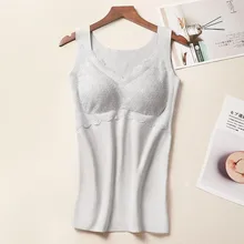 Термобелье женское Бесшовное эластичное нижнее белье жилет внутренняя одежда женское однотонное кружевное термобелье Майка зимний жилет De4