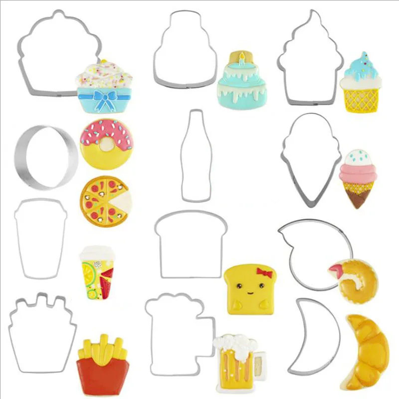 1pcs patisserie Beer Bread Sandwich Beverage Stainless Steel Cookie Cutter Sugarcraft Fondant Cake Tool Biscuit Mold Pastry Shop