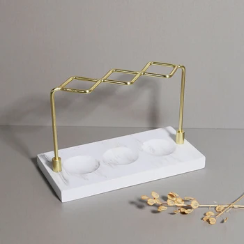 

Makeup Organizer Toothbrush Holder Stand with Marble Vein Base for Bathroom Vanity Countertop Comestic Brush Storage