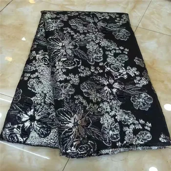

French Net Lace Fabric 2019 Latest African Lace Fabric With Sequins Embroidery Tulle Lace Fabric High quality Black