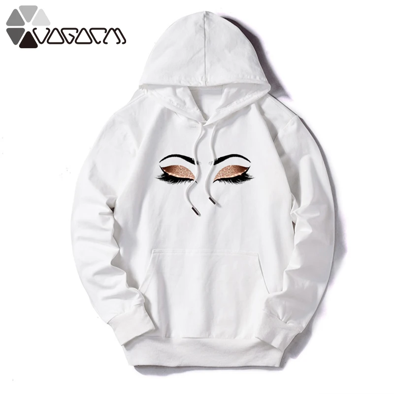 

Harajuku Women Hooded Sweatshirts Beauty Aesthetic Eyelashes Print Autumn Princess Makeup Art Female Hoodies Vogue Streetwear