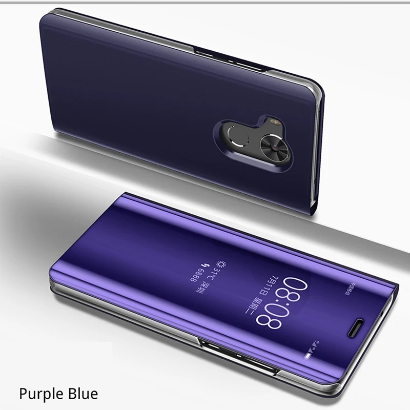 Фиолетовый Роскошный чехол для huawei P20 Lite ANE-LX1 чехол зеркальный Флип Жесткий чехол для huawei P20 Pro Чехол полупрозрачный чехол с подставкой P20 чехол s - Цвет: Фиолетовый