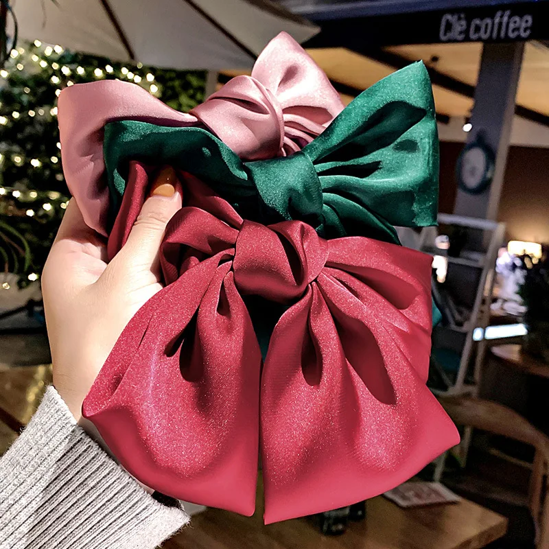 Solid Color Hairpin Large Velvet Satin Bow Barrettes Fashion High Quality Three-layer Woman Girls Hair Accessories Free Shipping |