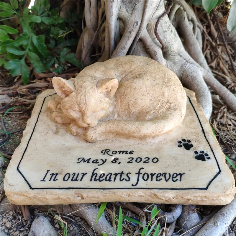 Perfect Cat Memorial Stone with A 3D Cat On The Top Sympathy Loss Gifts For Outdoors Indoors Garden Resin Stones