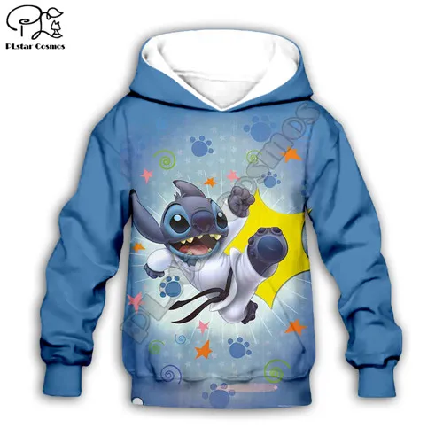 Kids Hoodie Детская одежда; kawaii Lilo Stitch; 3D Толстовка с капюшоном для маленьких мальчиков и девочек; пуловер с принтом; свитер с длинными рукавами с героями мультфильмов; уличная одежда; костюм; 12 - Цвет: Kids Hoodie