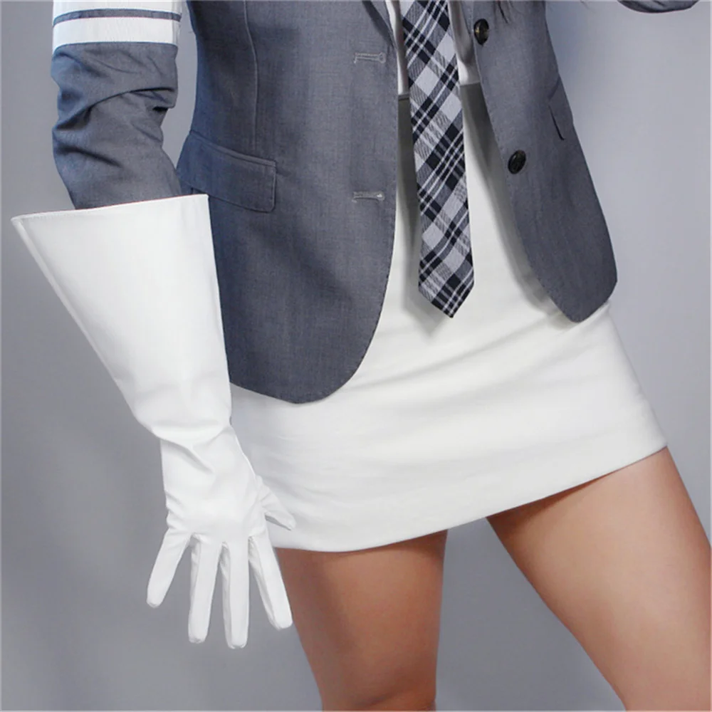 Унисекс длинные перчатки 38 см большие рукава с буфами рукава имитация кожи Имитация кожаный светильник серый 3-DXPU05