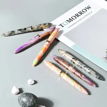 

Moonman S1 Acrylic Resin Fountain Pen Metal Extra Fine / Fine Nib 0.38 / 0.5mm Writing Ink Pens Gold Trim with Gift Box Set