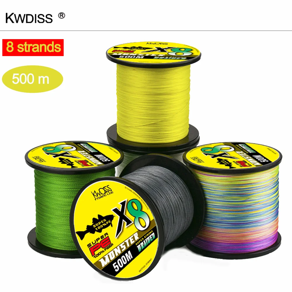 

KWDISS Braid Fishing line 500 M 8 Strands Multifilament Fishing Wire Carp Fishing 10-120 lb Fishing accessories