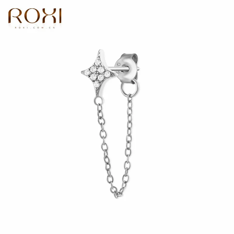 ROXI модные радужные Подвески с фианитом Висячие серьги для женщин Moon Star Boho ювелирные украшения для свадьбы серьги из стерлингового серебра 925 пробы
