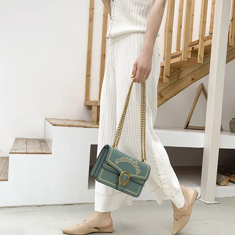 

2019 Autumn And Winter New Style Chain Square Sling Bag Non-mainstream Qualified High Grade Sense Bag Women's Western Style Text
