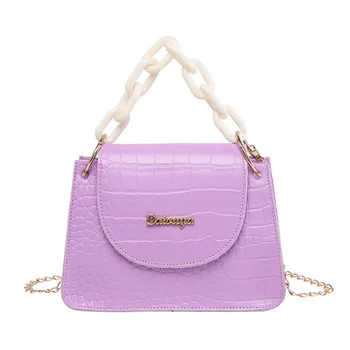 

Women Handbag Double Iron Ring Bold Handle Crocodile Pattern Elegant Sweet Mini Shoulder Bag All Match Girl Coin Bag mini