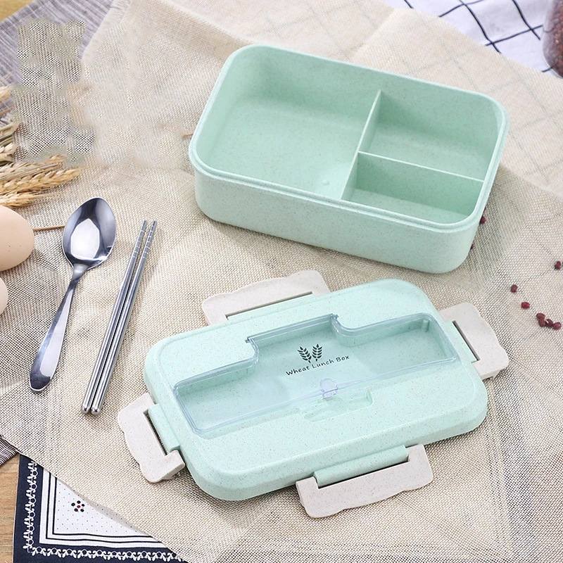 Микроволновая печь Bento Box пшеничная соломинка детский Ланч-бокс герметичный Bento Ланч-бокс для детей школьный контейнер для еды с столовыми приборами
