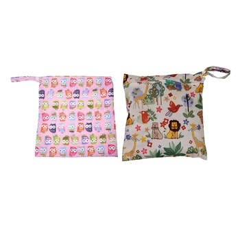 

2 Pcs Baby Infant Waterproof Zipper Reusable Cloth Diaper Bag, Pink & Beige