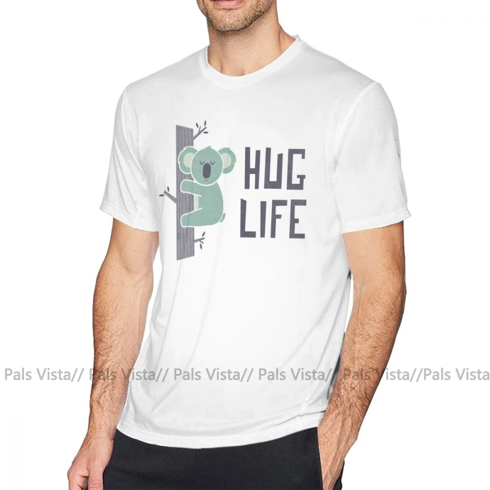 Коала футболка Hug Life Футболка с принтом оверсайз футболка хлопок Мужская Уличная футболка с коротким рукавом забавная футболка - Цвет: Белый