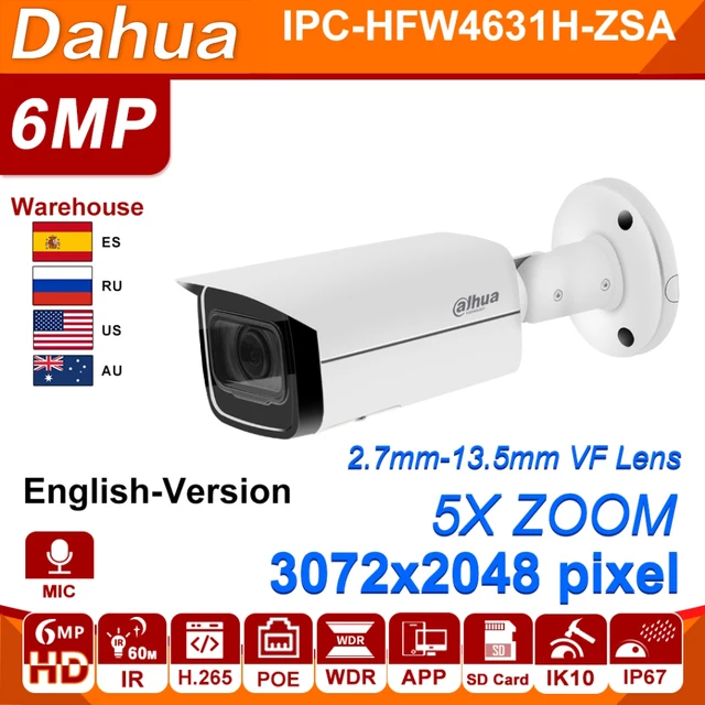 $101.32 Dahua IP Camera 6MP IPC-HFW4631H-ZSA 2.7~13.5mm 5X Zoom VF Lens Upgrade from IPC-HFW4431R-Z Built-in MiC Audio SD Card PoE Onvif