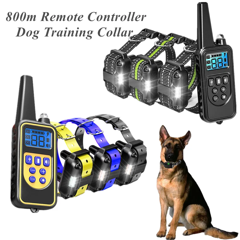 800m Pet Remote Control Dog Training Collar Waterproof Rechargeable toys Bark stopper Shock Vibration Sound for 3 dogs40%off | Дом и сад