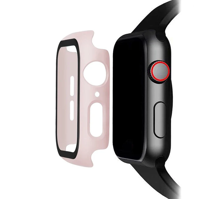 Soft Pink Чехол+ закаленное стекло для Apple Watch, 40 мм, 44 мм, серия 5, 4, защита для экрана, чехол-бампер для iwatch, серия 3, 2, 1, 38 мм, 42 мм - Цвет: Soft Pink