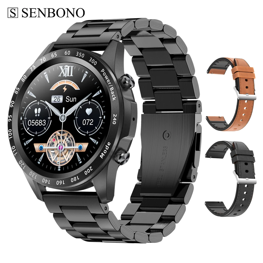 SENBONO 2021 New Men Smart Watch MAX3 Women 1.3 inch Screen BT Call Music Player Heart Rate Monitor Waterproof Smartwatch