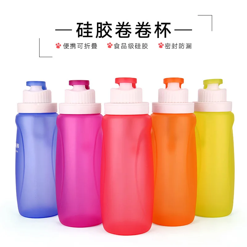 

Creative Sports Folding Cup Silica Gel Retractable Cup Outdoor Riding Portable Water Cup Leak-Proof Silica Gel Folding Water Bot