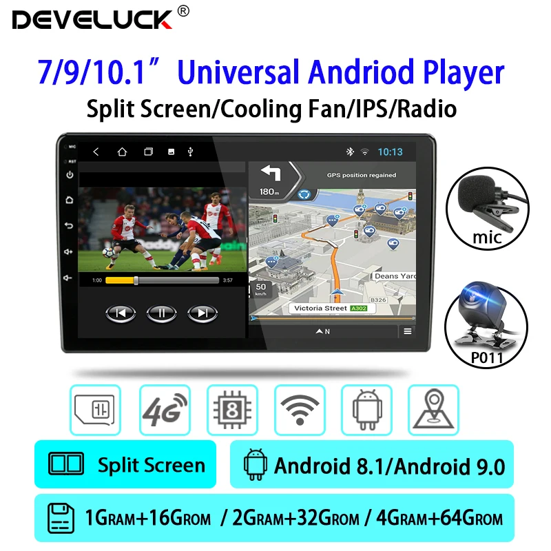 

7/ 9/10" Car Stereo Multimidia Player Navigation Android 9.0 2din Car Radio GPS RDS 4G ENT WiFi Autoradio Bluetooth FM + Camera