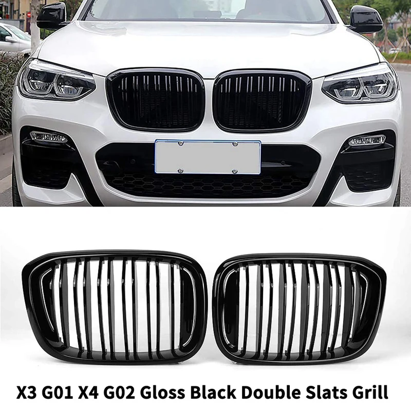 Front Bumper Kidney Grill Replacement Dual Slat Grilles for BMW X3 G01 X4 G02 2018-2020(Gloss Black)X3 | Автомобили и мотоциклы