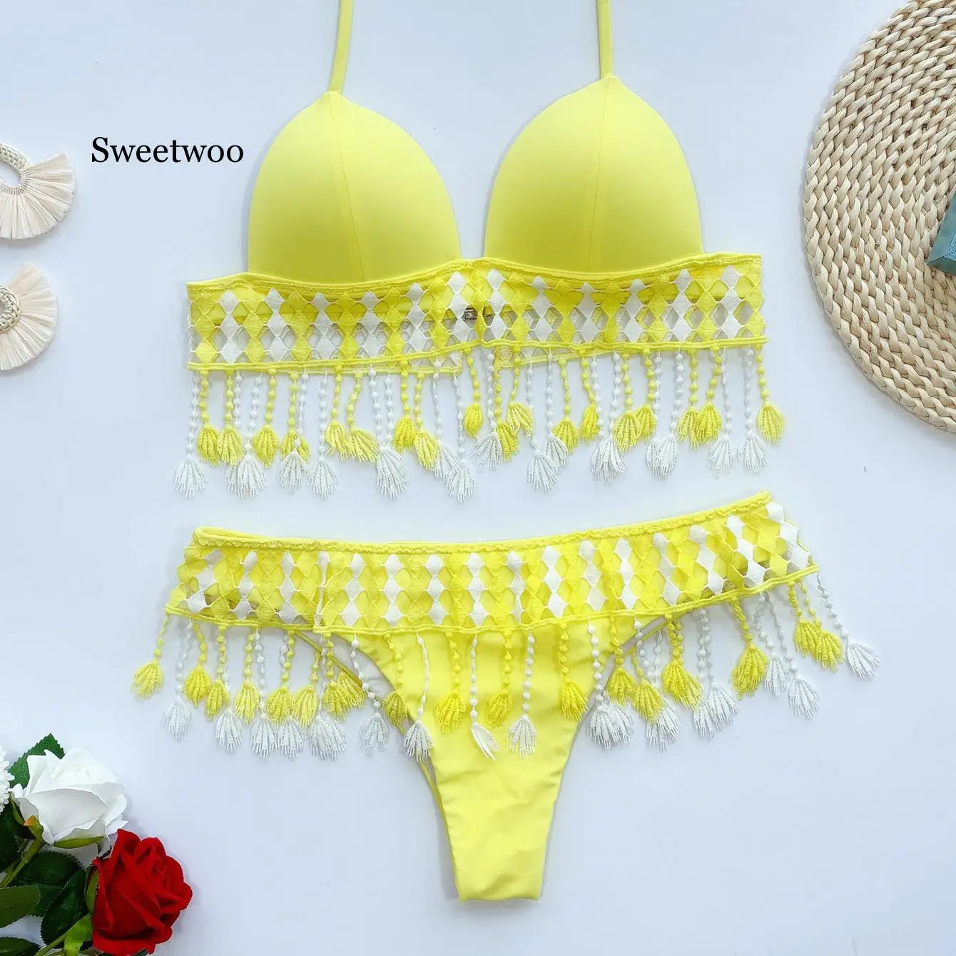 New 2020 Bikini 2 pieces sexy blue yellow trend swimwear woman swimsuit lady