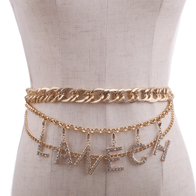 Wide Chain Gold Поясные ремни модные DIY женский металлический широкий пояс женский роскошный брендовый дизайнерский эластичный пояс для платья рождественские подарки - Окраска металла: Wide Chain Gold