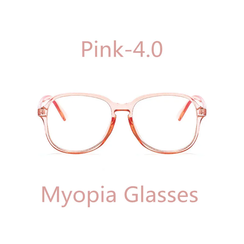 Elbru, негабаритная оправа, очки для близорукости, для женщин и мужчин, ретро, прозрачная оправа, оптическая, для компьютера, близорукие очки с+ 1,0 до+ 6,0 - Цвет оправы: Pink-4.0