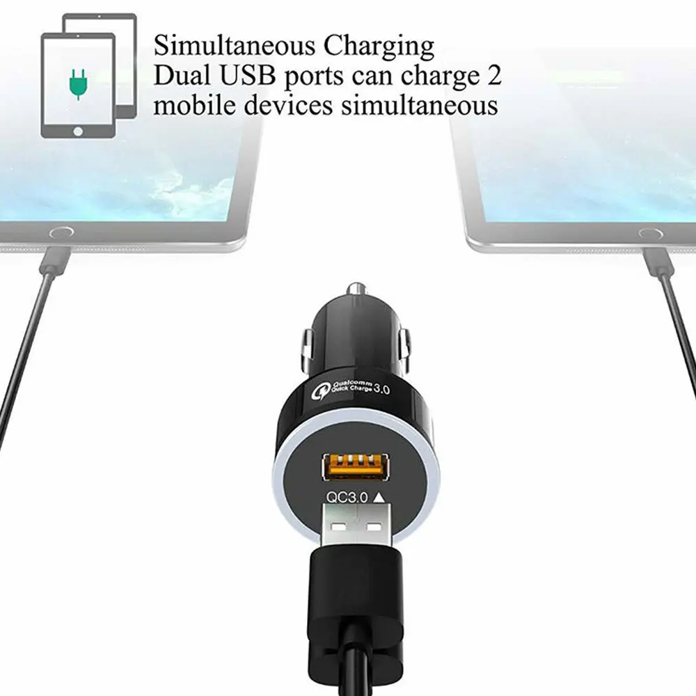 DSYCAR QC 3,0, универсальное USB Автомобильное зарядное устройство, мини зарядное устройство, быстрая зарядка, светодиодный дисплей для всех устройств, IOS, Android, телефонов, планшетов