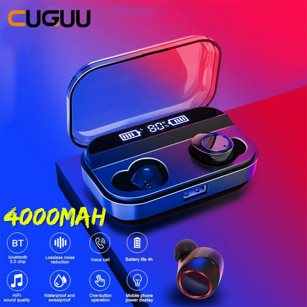 

X11 TWS Wireless Earphones Bluetooth LED 5.0 Headset Mini Earbuds Stereo Waterproof Noise Canceling Headphone 4000mAh Power Bank