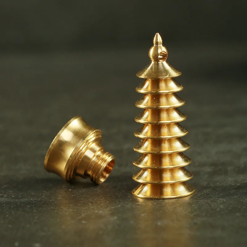 brass tower pendant keychain (4)