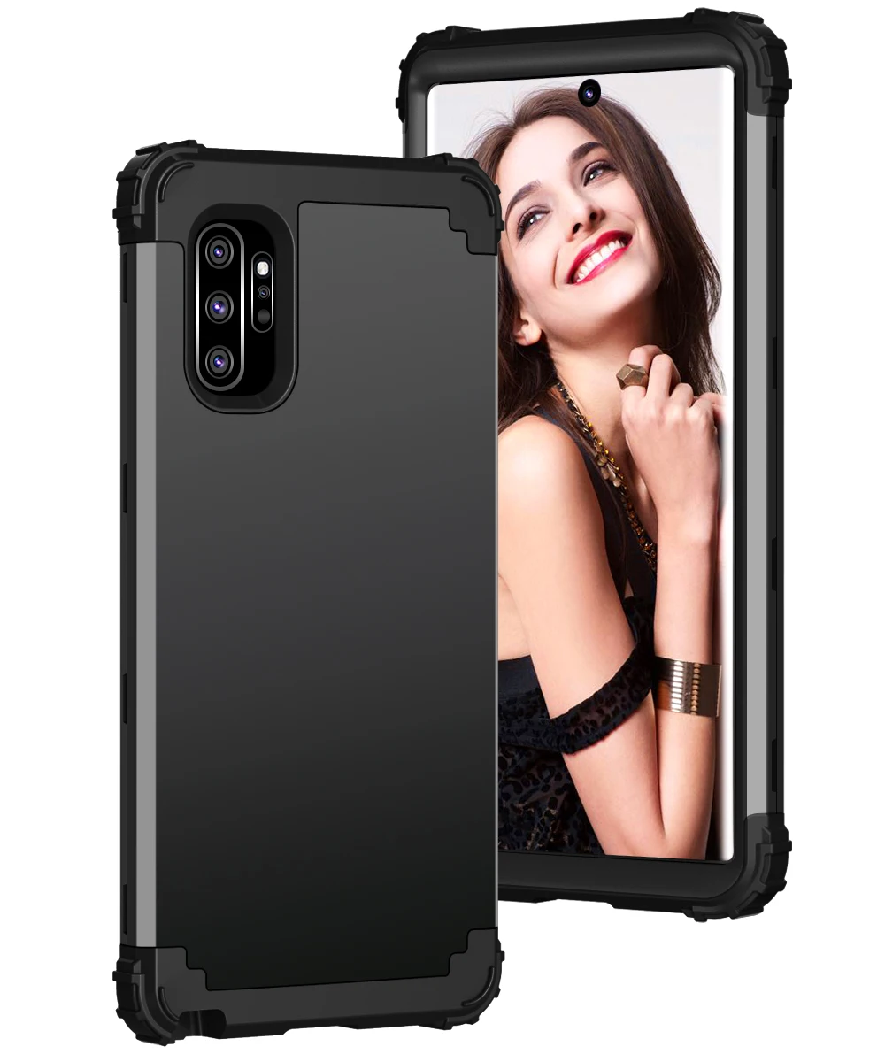 Высокое качество 3 в 1 чехол для мобильного телефона samsung Note10/Note10plus/S10 E/S10/S10plus/Note9/S9 черный красный фиолетовый зеленый розовый темно-синий - Цвет: Black