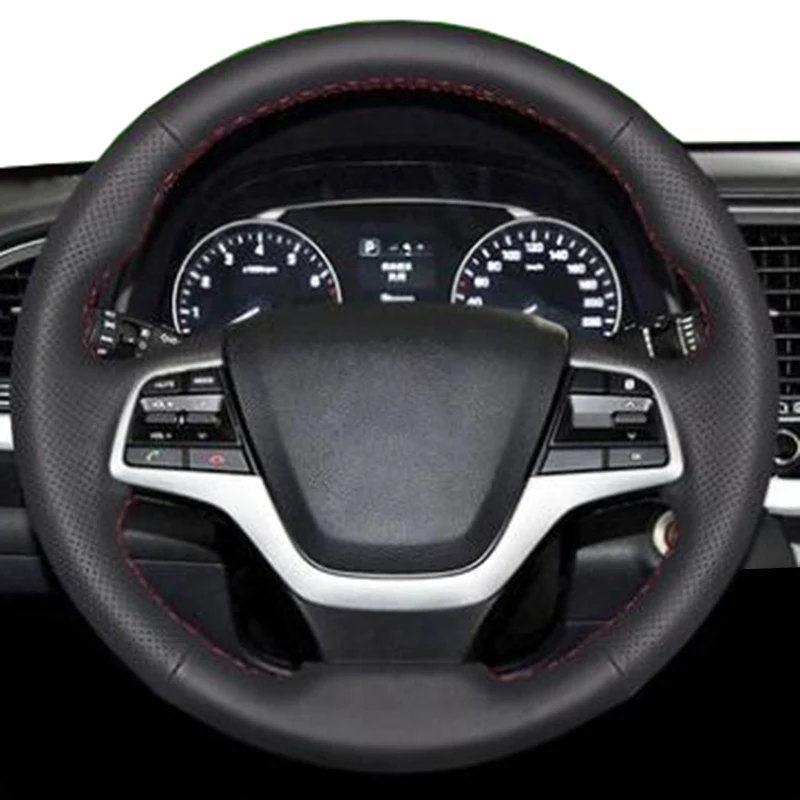 Из натуральной кожи DIY ручной работы плетеный чехол на руль для hyundai Elantra 4 Solaris Accent