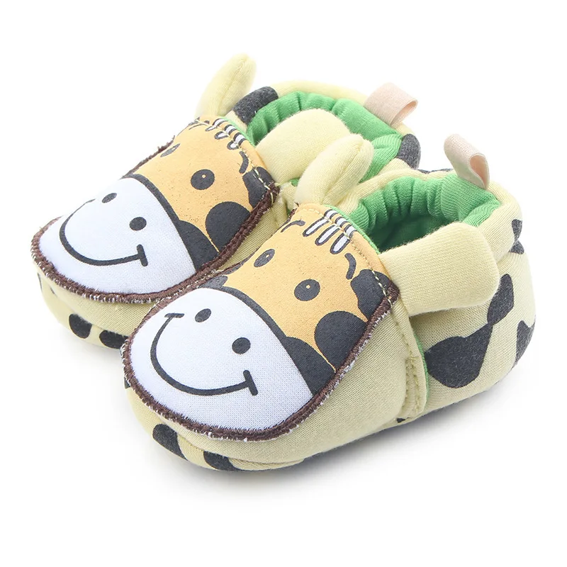 Милые детские пинетки для малышей, новорожденных мальчиков и девочек с животными, мягкие Нескользящие теплые детские туфли с рисунком