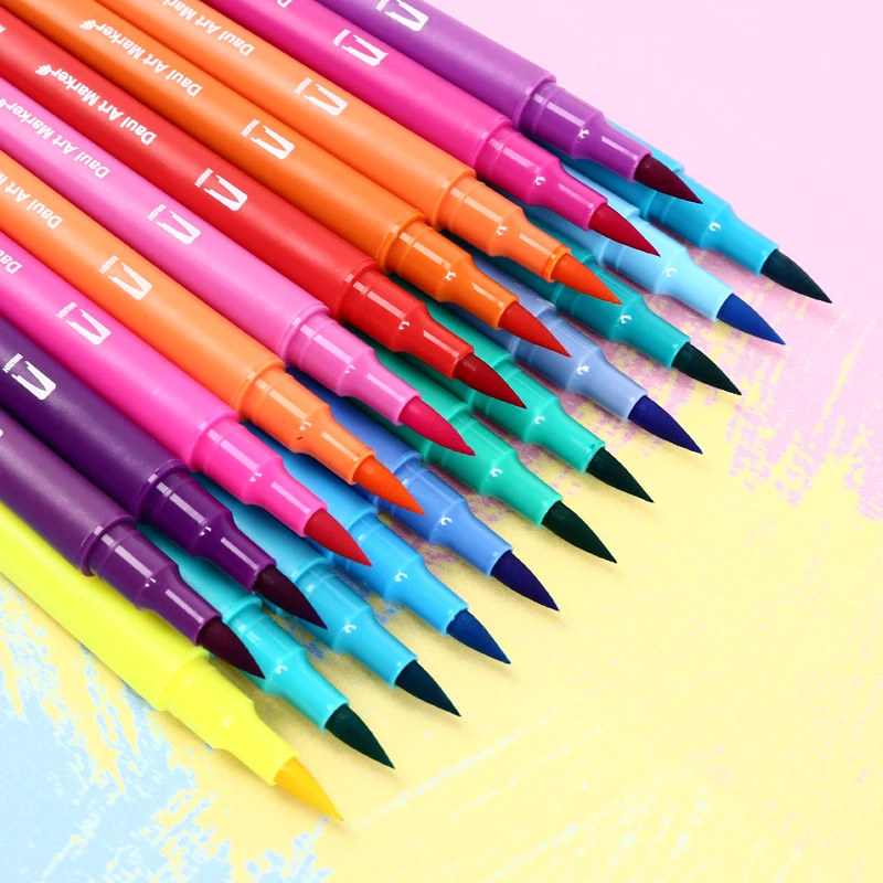Billig CHENYU 100 Farben Dual Pinsel Kunst Marker Stift Feine Spitze und Pinsel Zeichnung Malerei Aquarell Stifte für Färbung Manga Kalligraphie
