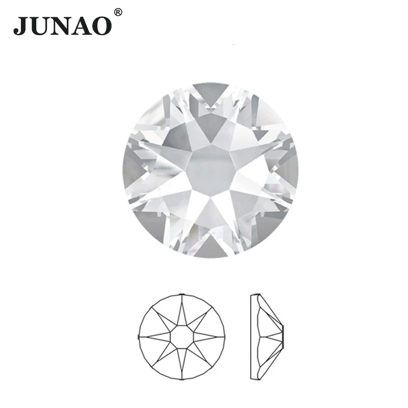 JUNAO 16 Cut Facets SS10 SS16 SS20 SS30 Top Quality 2088 Glass Flatback Rhinestone Non Hot Fix AB Crystal Stone Nail Strass Gems
