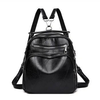 

Fashion shoulder bag female 2019 new Korean version of multi-purpose student bag leisure travel soft leather backpack portable