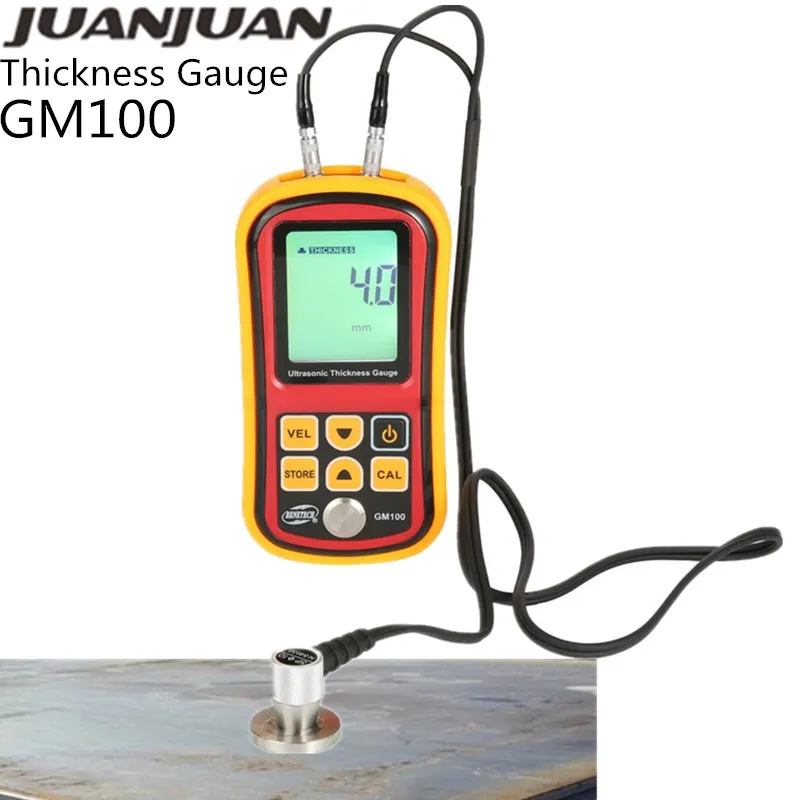 

GM100 Thickness Gauge Ultrasonic Metal Testing Voice Sound Velocity Meter Steel Thickness Tester Pipe Thick Measuring TooL 40%
