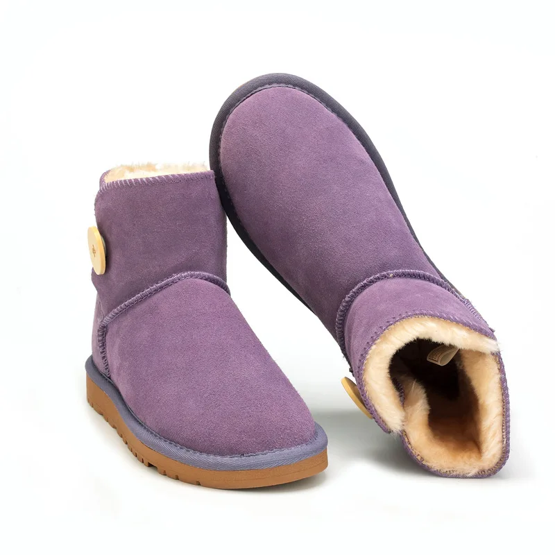 Purple UVWP/Новинка; модные зимние ботинки из натуральной кожи; женские ботильоны; теплые зимние ботинки с толстым плюшем; обувь на плоской подошве наивысшего качества; - Цвет: Purple