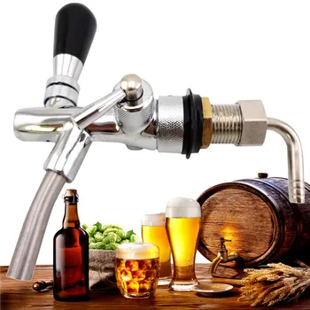 

G5/8 Adjustable Kegerator Draft Shank Beer Faucet with Flow Controller Chrome Plating Tap Kit Home Brew Beer Wine Making Tool