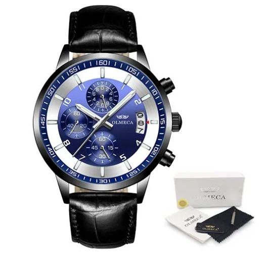 

OLMECA Mens Watches with Auto Date Chronograph Relogio Masculino Waterproof Watches Fashion Wrist Watch for Men Stainless Steel