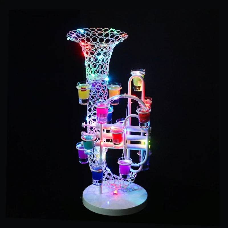 

TOP quality Luminous Light Up LED Saxophone wine Cup stand holder for Birthday Party Night Bar club supply