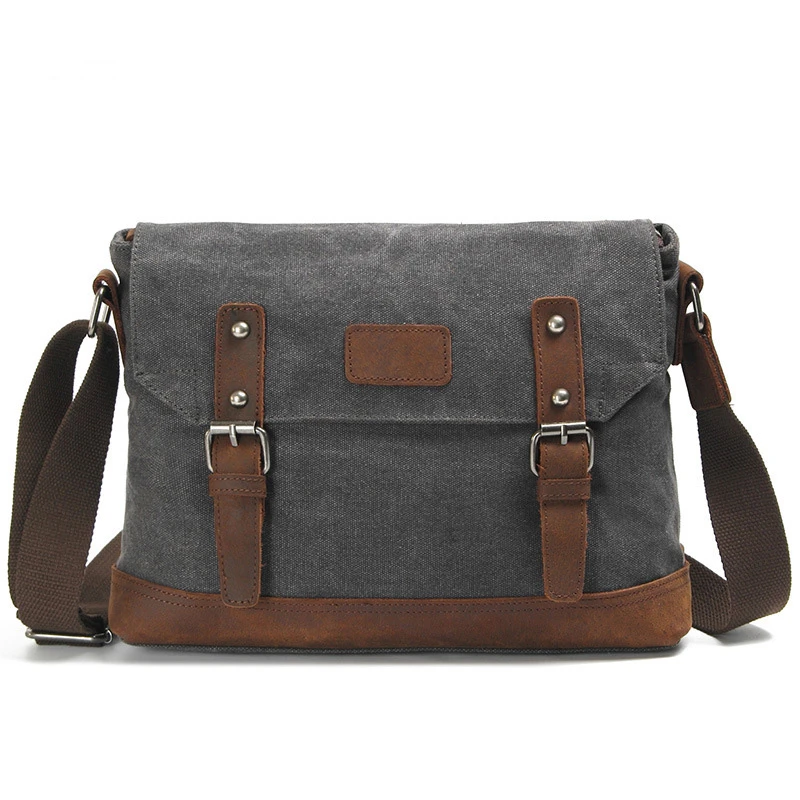 Bolso de mensajero Vintage para hombre, maletín de para ordenador portátil, bandolera con cera de aceite| | - AliExpress