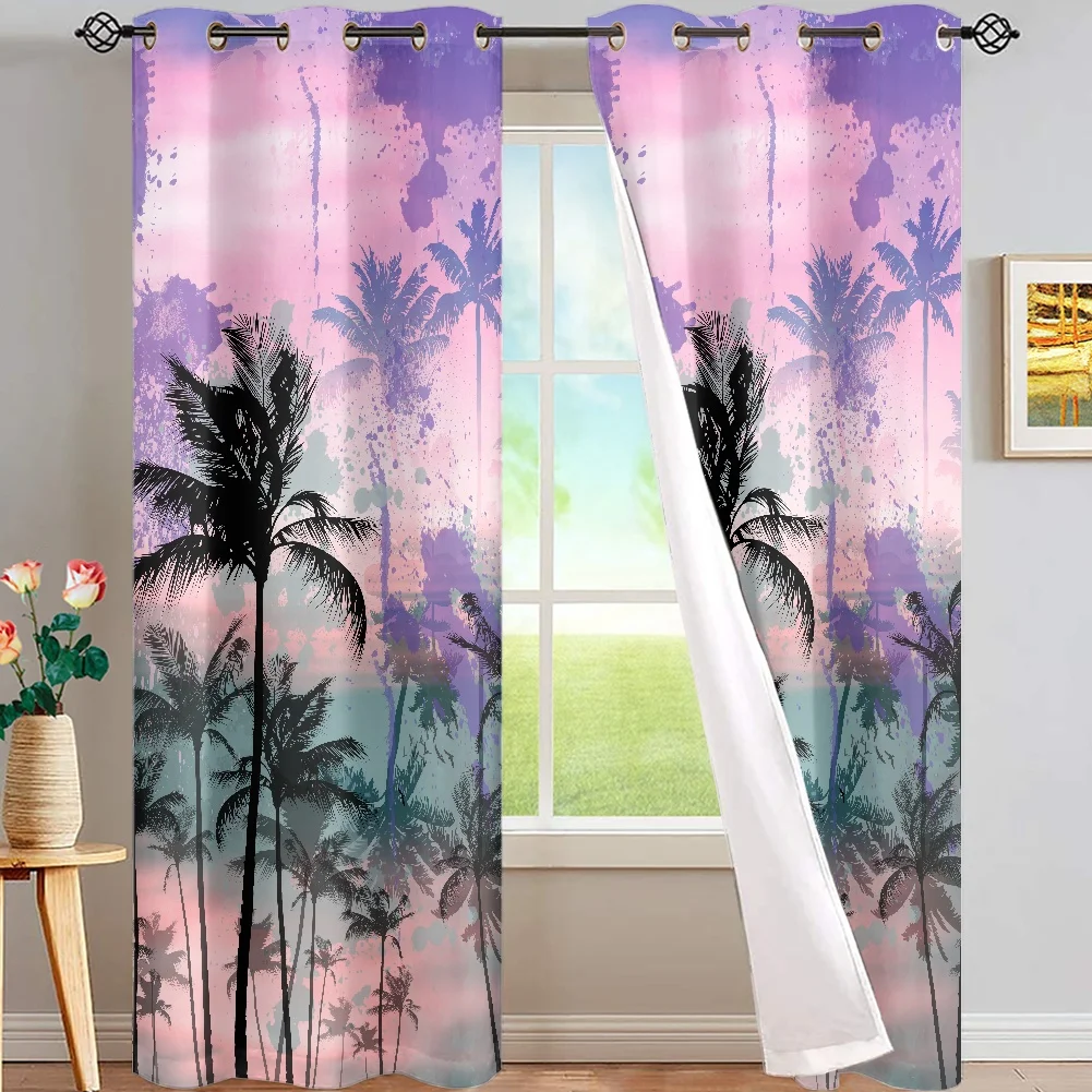 

Tropical Landscape Coconut Tree Curtains for Living Room Bedroom Custom Decorative Curtain for the Room Home Essentials