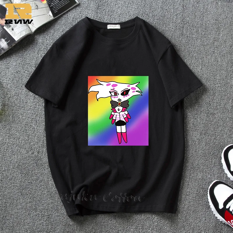 Hazbin отельная литая Женская и Мужская футболка, модная уличная одежда с графическим принтом, Забавные топы, футболка с коротким рукавом, повседневные футболки