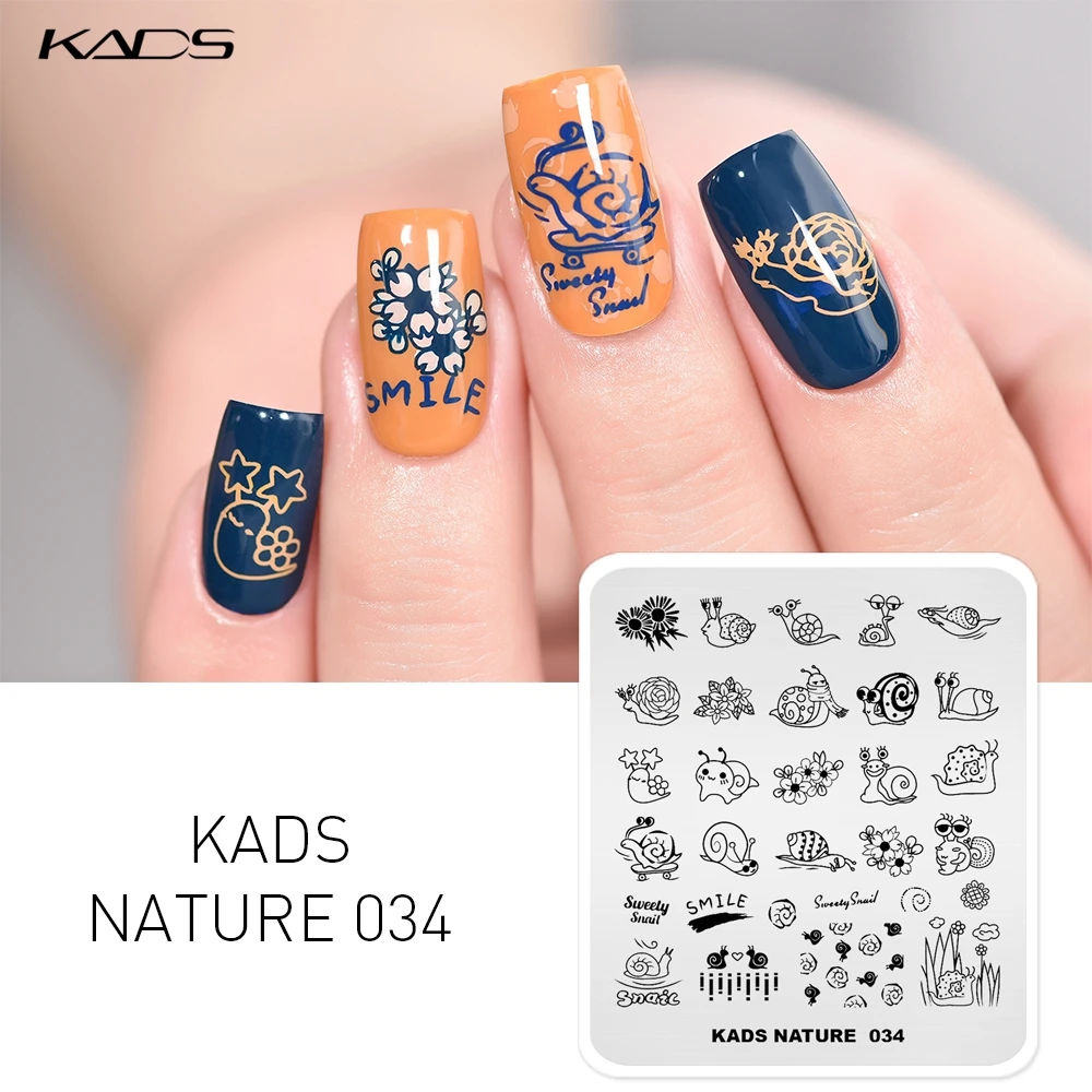 

KADS New Arrival Nail Art Stamping Plates Nature Theme Lovely Snails Image Template Art Stencils For 3D Nail DIY Pringting Plate