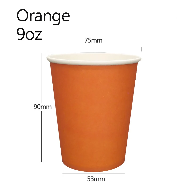 orange GIEMZA 9 унций бумага одноразовые стаканчики белый 20 шт красный синий Compostable цветные эко вечерние воды или кофейная чашка без держатель крышек - Цвет: orange
